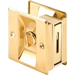 Prime-Line N 6771 Pocket Door Privacy Lock with Pull - Replace Old or Damaged Pocket Door Locks Quickly and Easily Brass (Single Pack)