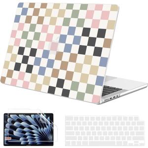 G JGOO Compatible with MacBook Pro 14 inch Case 2026-2021 M5 Pro/Max M4 M3 M2 M1 A3427 A3426 A3434 A3112 A3185 A3401 A2918 A2992 A2779 A2442, Hard Case+Keyboard Cover+Screen Protector, Checkered
