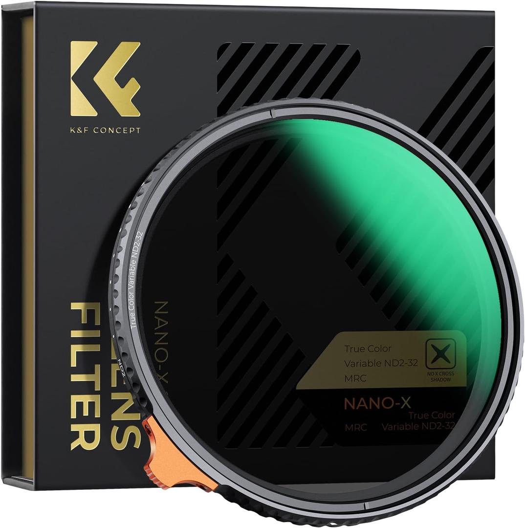 K&F CONCEPT 55mm True Color Variable ND2-32 (1-5 Stops) ND Lens Filter, Adjustable Neutral Density Filter with 28 Multi-Layer Coatings for Camera Lens