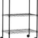 Amazon Basics 3-Shelf Adjustable, Heavy Duty Storage Shelving Unit on 2'' PP Plastic Wheel Casters, Metal Organizer Wire Rack, 23.2" L x 13.4" W x 32.75" H, Black