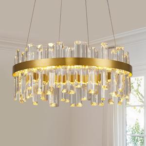 Modern Gold Crystal Led Chandelier,19.7" Bedroom Dining Table Chandeliers