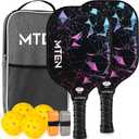 MTEN Pickleball Paddles Set of 2, USAPA Approved Fiberglass Set, Black*2