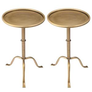 RattanView 2 Pcs Metal Martini Table Pedestal Small Side Table 12.5 x 12.5 x 20.6 Inches for Living Room Bedroom (Bronze)
