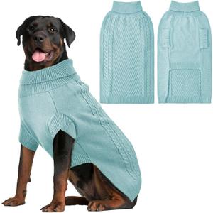 Extra Large Dog Sweater, Turtleneck Pullover Dog Sweaters, Thermal Knitted Dogs Clothes for Fall Winter, Warm Long Sleeves Pet Clothes for Extra Large Giant Dogs (Blue 3XL) 