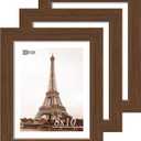 VCK 8x10 Picture Frame Set of 3, Brown Wood Frames, Gallery Wall Decor Photo Frames for Wall Mounting Horizontally or Vertically