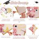 Wavwavw 68 Pcs DIY Graduation Cap Decorations Kit, Faux Flowers 3D Butterfly Bow Self Adhesive Rhinestones and Alphabet Letter Stickers for 2026 Grad Cap Topper Decor Graduation Party (Rose Gold)