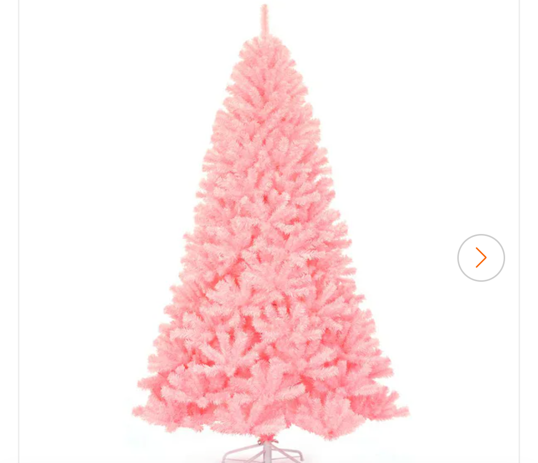 6 ft. Unlit Hinged Artificial Christmas Tree Full Fir Tree New PVC with Metal Stand Pink