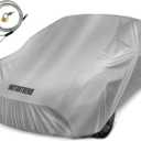 Motor Trend FlexCover Car Cover, Waterproof All-Weather SUV Truck Car Covers for Snow Ice Rain Sun UV Dust Hail Protection, Indoor/Outdoor Full Exterior Cover, Sedan Car Cover (Fits Up to 210" Length) (Silver)