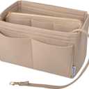 Vercord Felt Organizer Insert for Purse Handbag Tote Bag in Bag Inside Shaper Divider Neo Beige Large