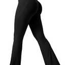 Womens High Waisted Stretchy Mini Flare Leggings Buttery Soft Yoga Pants Tummy Control Workout Pant (Large, Black)