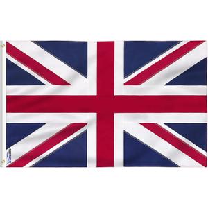 United Kingdom Flag 5x8 FT,1ply Printed Union Jack Flag with Vivid Color and Fade Proof, Canvas Header and Double Stitched, UK Polyester Flags with Brass Grommet