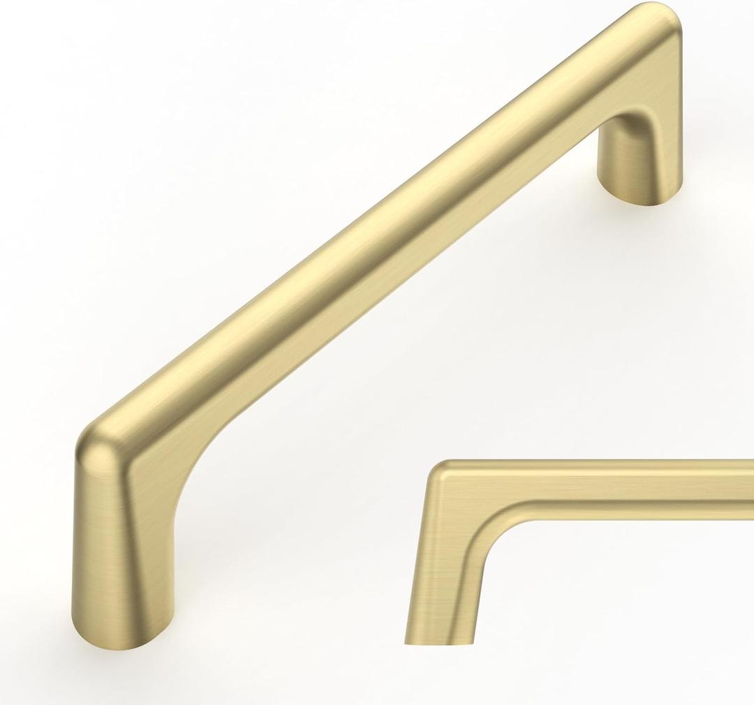 Amerdeco 10 Pack Brushed Gold Cabinet Pulls 3.75 Inch(96MM) Hole Centers Kitchen Cabinet Handles Hardware Kitchen Handles for Drawer Pulls ZH0041