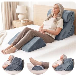 Lunix LX5 4pc Orthopedic Bed Wedge Pillow Set, Abdominal Surgery Recovery
Sleep Semi-Upright Without Buying a Recliner: Base, Back, Knee and Head Pillows for the Bed You Own
