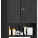TEENFON Medicine Cabinet with Adjustable Shelves and Towel Rack, Bathroom Wall Mounted Cabinet Over the Toilet Storage for Bathroom, Living Room, 7.09" D x 15.35" W x 22.04" H, Black