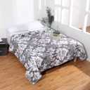 Gray Flowers 4 Layers of Gauze Blanket, Extra Large Boho Lightweight Breathable Bed Blankets Colorful Muslin Throw Blanket for All Seasons, Queen Size