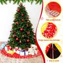 Soulchen Christmas Mouse Tree Skirt 51" Double Layer Circular Wave Point Cartoon Character Decor Xmas Decoration Dress Tree Mat for Holiday Christmas Party(Yellow Red Black,White Wave Point)