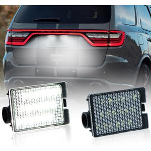 LED License Plate Tag Lights Compatible with Durango 2014 2015 2016 2017 2018 2019 2020 2021 2022, 6500K White Tag Light Assembly Replacement, Clear Lens Tag Lamp, 2PCS
