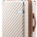 LUGGEX Luggage with Spinner Wheels, Polycarbonate Expandable Hard Shell Suitcase, Carry On 20 Inch, Beige