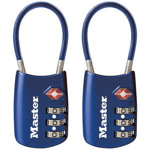 Master Lock Padlock, Set Your Own Combination TSA Locks for Luggage, Travel Zipper Lock with Cable Shackle is 1-3/16 in. Wide, 4688T, 2 Count (Pack of 1)