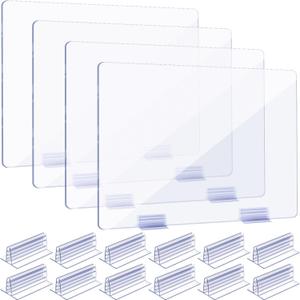 Weysat 12 Pcs Counter Desk Acrylic Panels Holder and 4 Pcs Acrylic Desk Divider Partition for Business, Office, School 24 x 16 Inches, Fasten Panels from (1/8 to 1/4) Inch Thick