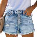 ZOLUCKY Jean Shorts Womens Summer High Waisted Denim Stretchy Ripped with Pockets (Blue, S)