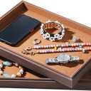 2Pcs/Set Wood Jewelry Organizer Tray, Stackable Blank Tray for Drawer, Rings Earring Storage Case, Necklace Accessories Display Holder for Store Selling or Home Show