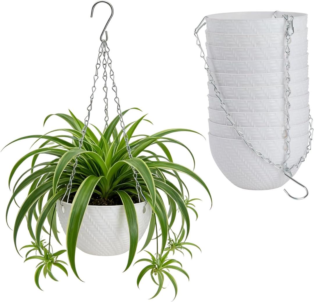AKAZA 10 Pieces 6 Inch Hanging Planters,Mini Succulent Planter Pots with Hanging Chain and Indoor Plants Perfect for Balcony, Patio,Garden.