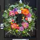 Spring Wreath 26 Inch Spring Wreaths for Front Door with Peony, Dahlia, and Rose, Beautiful Summer Door Wreath for Indoor and Outdoor Decor