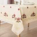 Wewoch Decorative Red Floral Print Lace Water Resistant Tablecloth Wrinkle Free and Stain Resistant Fabric Tablecloths for Kitchen Room 60 Inch by 104 Inch