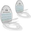 1M Family Toilet Seat, Patented Slow Close & Quick Releasing Technology, Anti-Wiggling, Easy to Install and Clean, Standard Elongated with Toddler Seat Built In (2 Pieces)