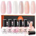 modelones Nail Polish Set 6 Colors Neutral Nude Pink Mini Skin Tones Collection Quick Dry Neutral Glitter Finger Nail Polish Home DIY Manicure Valentine's Gift for Women Girl (A0-Meteor Swarm)