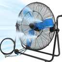 24 Inch Industrial Floor Fan High Velocity 8500 CFM Heavy Duty Outdoor Misting Fan with Aluminum Blades, 360 Adjustable Tilt Metal Fans for Workshop Patio Warehouse Factory Garage - UL Listed