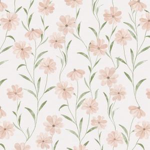 Pink Floral Wallpaper Peel and Stick Daisy Wallpaper TexturedBoho Contact Paper Removable Vintage Stick on Self Adhesive for Bedroom Bathroom Cabinets, Pink Green, 17.3 x 394inch