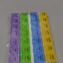 EZY DOSE Weekly (7-Day) Daily Medtime Pill Case, Medicine Planner, Vitamin Organizer, Supplement and Fish Oil Container, Large Compartments with Rounded Base, 4 Times a Day, Colored Lids, BPA Free (Yellow/Blue/Green/Purple)