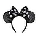 A Miaow Colorful Sequin Headband Glitter Bow Hair Clasp Adults Women Butterfly Hair Hoop Birthday Party Holiday Park Photo Supply (Black White)