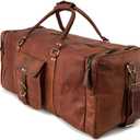 Berliner Bags Vintage Genuine Leather Duffle Bag New York XL for Travel or the Gym, Weekender, Travel Bag, Overnight Bag for Men and Women - Brown