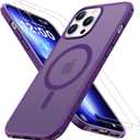 Magnetic for iPhone 12/13 Pro Max Case [Compatible with MagSafe] with 2X Screen Protector, Military-Grade Slim Shockproof Phone Cover Translucent Matte Anti-Fingerprint Anti-Scratch,6.7 inch,Blue and Purple (2 Set)