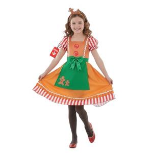 fun shack Gingerbread Costume Kids, Girls Gingerbread Costume, Christmas Costumes for Kids, Girls Christmas Costumes, Medium