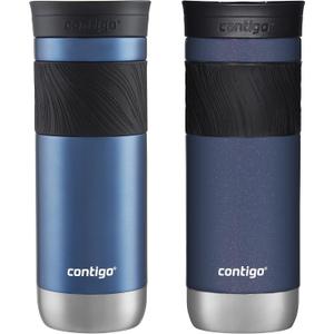 Contigo SNAPSEAL Insulated Stainless Steel Travel Mug with Grip 20oz. Blue Corn Transparent Satin & Midnight Berry