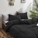 Houseri Black Comforter Set - Queen Size, Soft & Comfy, All Season, Plain Black, Lightweight & Fluffy Bedding for Men, Women, Boys & Girls