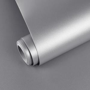 Yun-aeon Thick Metallic Silver Peel and Stick Wallpaper 15.7"x 196.8" Matte Fridge Contact Paper for Countertops Vinyl Self Adhesive Removable Modern Wall Paper for Kitchen