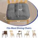 IASEAHK Chair Cushions for Dining Chairs, Dining Chair Cushions, Tufted Indoor Chair Pads with Ties & Non Slip Backing, Seat Cushions for Kitchen Chairs 16.5 x 16.5 x 3.5, Set of 4, Grey