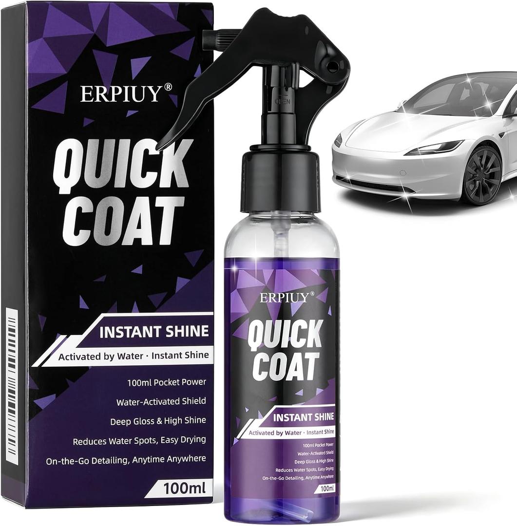 Quick Coat Spray Water-Activated Quick Detailer & Water Spot Remover for Cars, Glass, Paint & Shower Doors. Instant Shine, Deep Gloss, Easy Drying Safe on Ceramic Coated Vehicles (EXP 11/28/29)
