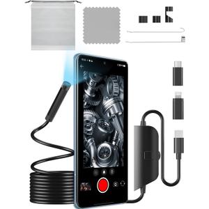 Endoscope Camera with Light,Inspection Camera 16.4ft Gadgets for Men 1080P HD Endoscope with 8 Adjustable LED Lights