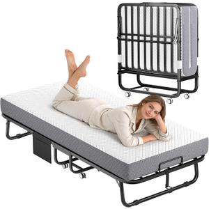 Decofy 75"x31" Folding Bed with Mattress Rollaway Beds on Wheels 7 tubes