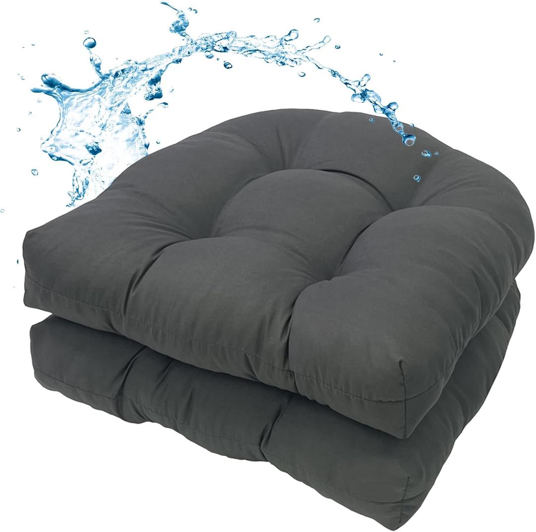 MTMR Outdoor Chair Cushions Set of 2, Water-Repellent 19X19 Patio Chair Cushions with High Elasticity PP Cotton, No Fading Tufted Patio Seat Cushions for Outdoor Furniture, Thick Outdoor Cushions