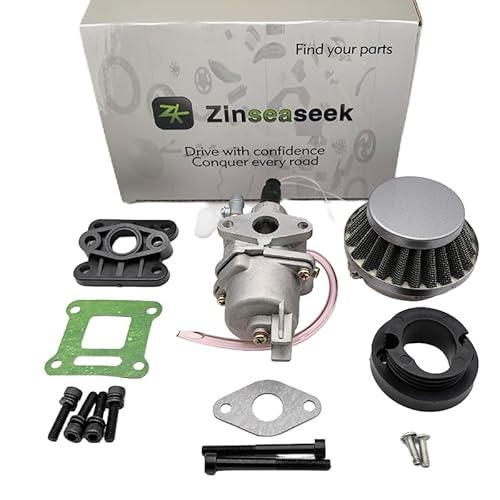 Zinseaseek PZ13 13mm Carburetor 42mm Air Filter For 43cc 47cc 49cc 50cc 2-stroke Engine Pocket Bike Mini Bike Dirt Bike Mini Moto Mini Quad ATV Scooter Moped Go Kart Brush Cutter (Silvery)