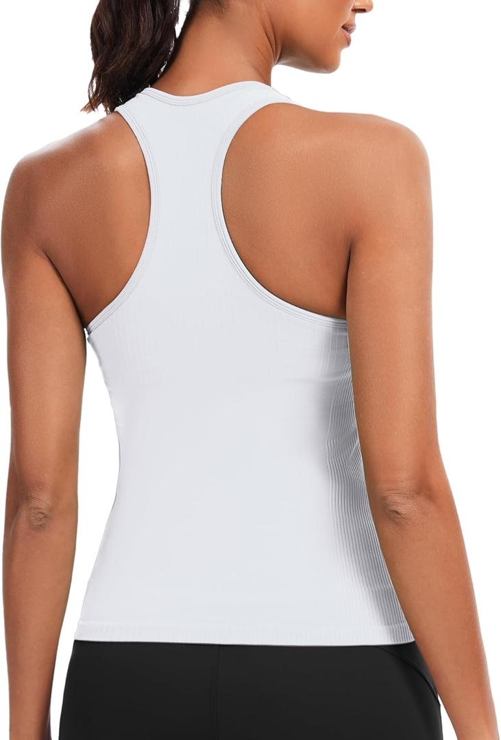 Sports Bra for Women, Wide Straps Racerback Built-in Bra Tank Tops,Gym Yoga Sports Shirts Running Athletic Crop Top (M)