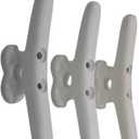 Wowser Rustic Weathered White Cast Iron Boat Cleat Wall Hooks, Nautical Home Dcor, 4.75 Inches, Set of 3