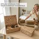 2 x Decorative Storage Boxes with Lids - Set of 2 Beautiful Wicker Organizer Bins for Your Shelves & Home Decor - Safely Store Your Photos, Documents, and Memory Box Keepsakes in a Stylish Rattan Design